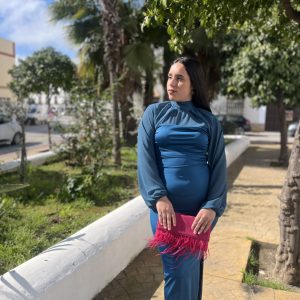 VESTIDO SELEN COLOR AZUL PETRÓLEO.