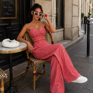 CONJUNTO TOP Y PANTALON VICHY.
